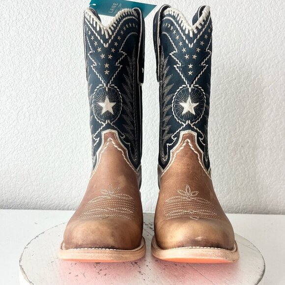 Lane RODEO HOUSTON Mens Cowboy Boots Size 12B Brown Leather Western Blunt Toe - Picture 6 of 13